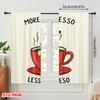 2pcs 2D Flat Printing Window Curtains More Espresso Less Depresso Fabric Without Electricity Festive Wall Decor for Holiday