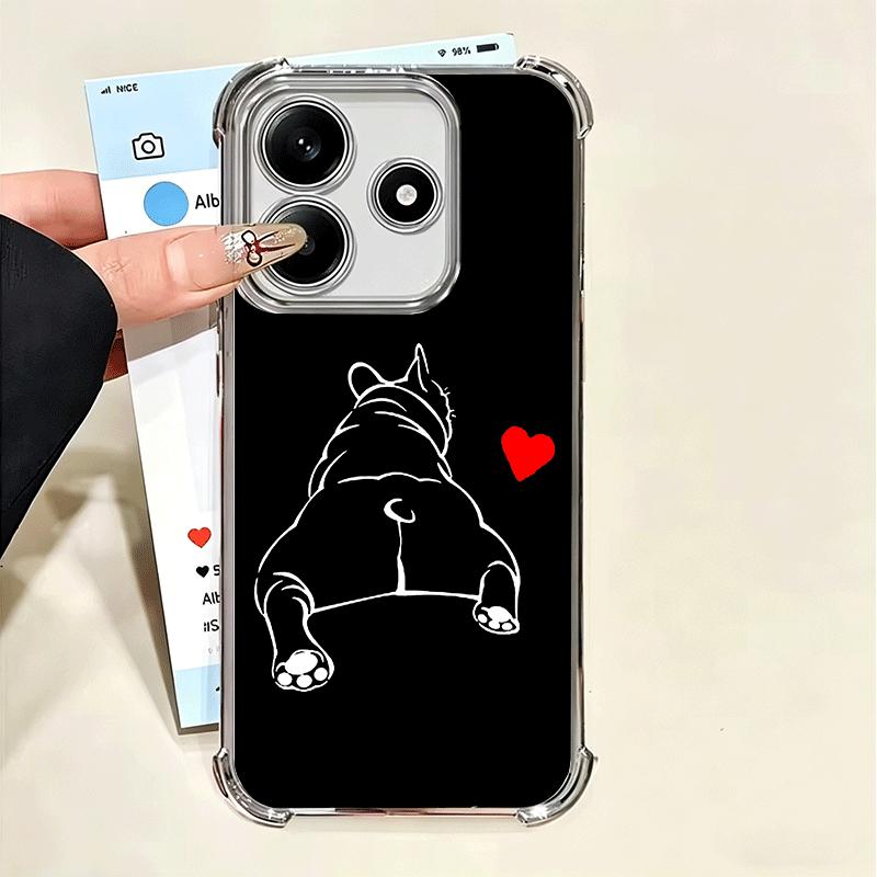 French Bulldog Black Desgin Plating Phone Case For Xiaomi Poco X5 X6 X7 X8 Pro Max F8 Ultra F7 M8 M7 M5S Redmi 15C 15 14C 13C 13