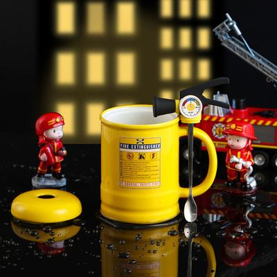 Coffee Cups Ceramic Tea Cup Flame Extinguisher Shaped Mug with Lid Spoon 400ml Hot Cold Drinks Milk Juice Beverage Mug Office Home Travel Gifts