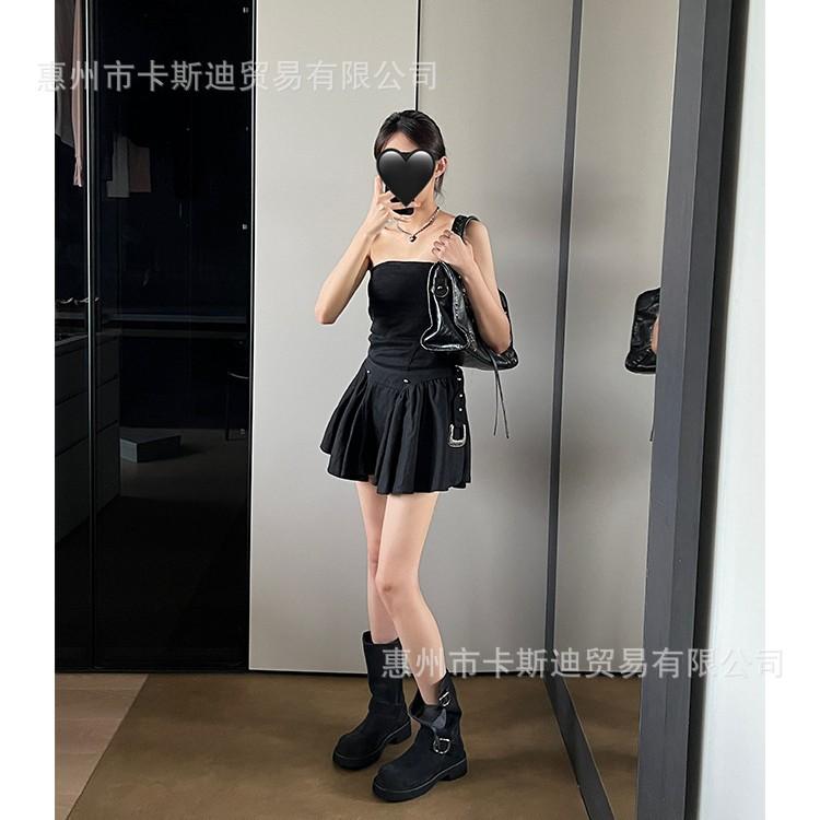 Cowhide Version Stacking Boots Women's Boots King Fried Medium Tube Thick-soled Stacking Boots Are Thin, Cover Meat and Show Legs, Long Autumn and