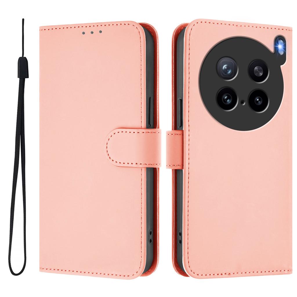 For vivo X200s 5G Case Solid Color Wallet Leather Phone Cover with Strap