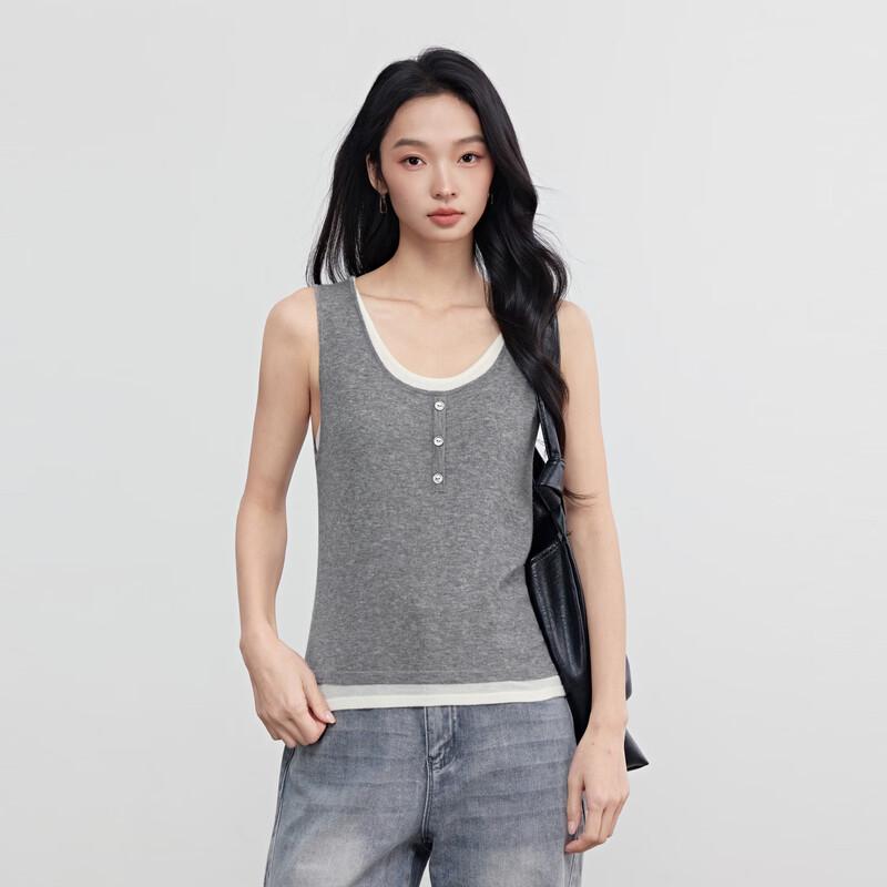 Elva' Island Women's Color Block Faux Two-Piece Knit Vest