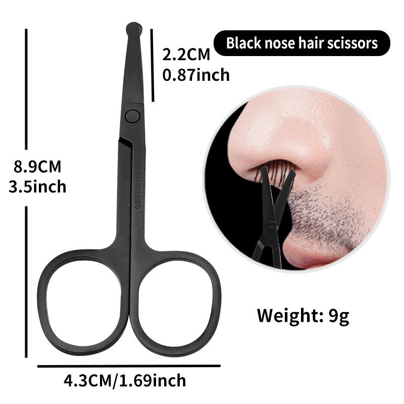 Round Tip Nose Hair Scissors Manual Facial Hair Trimmer Stainless Steel Eyebrow Grooming Scissors For Safety Small Scissors