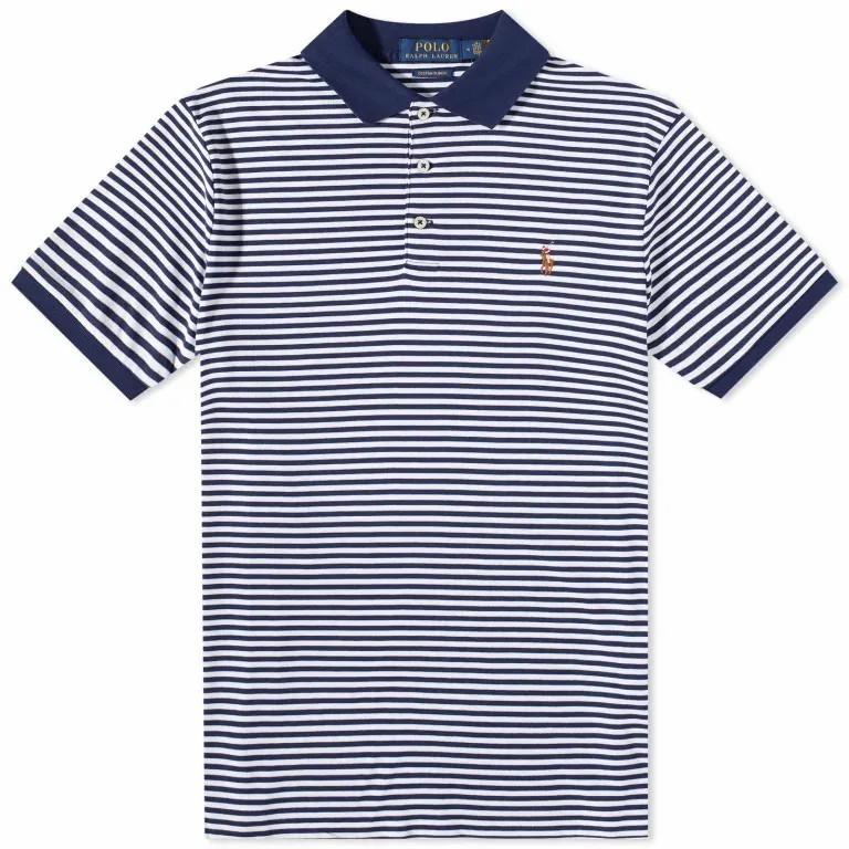 

Polo Ralph Lauren Polo Stripe Print Короткие рукава Поло Рубашка Мужская Топы Синий 710870544001 XL