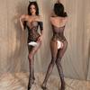 Sex underwear women's sexy temptation free hollow jacquard fishing net mesh one-piece socks pajamas