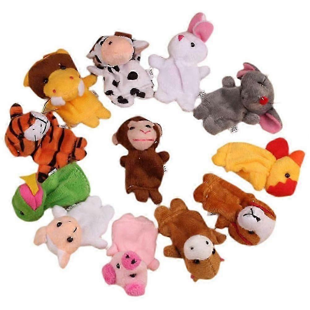 12pcs Chinese Zodiac Soft Animal Puppet Cartoon Finger Toys Plush Gift for Kids Adultsk