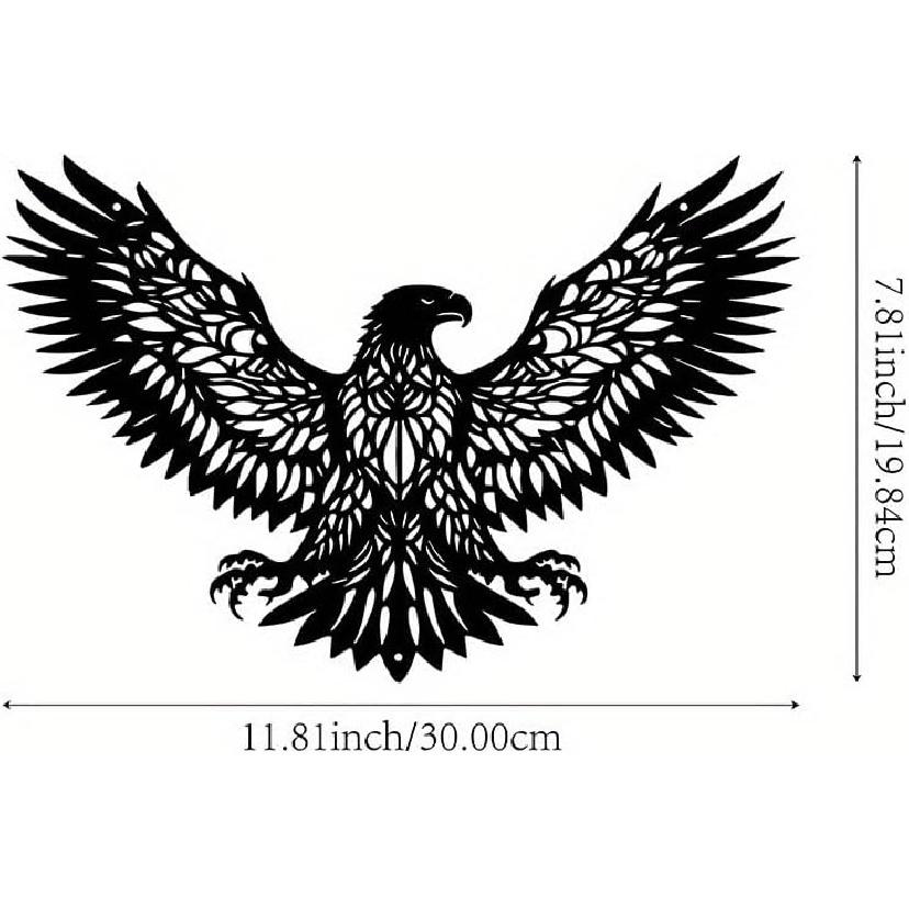 Black Metal Eagle Wall Decor, Metal Wall Art Black Eagle Silhouette, Eagle Outdoor Wall Hanging Decor for Bedroom, Living Room, Hallway