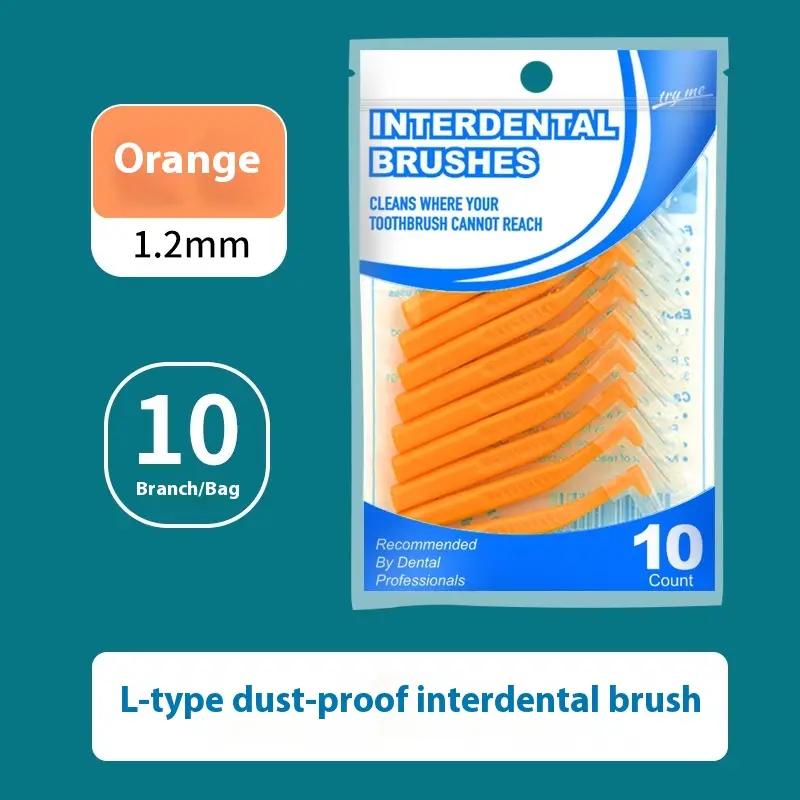 10pcs/bag L Type Between Teeth Brush Teeth Cleaning Brush Gap Tooth Brush Portable Interdental Brush Interdental Cleaning Tool