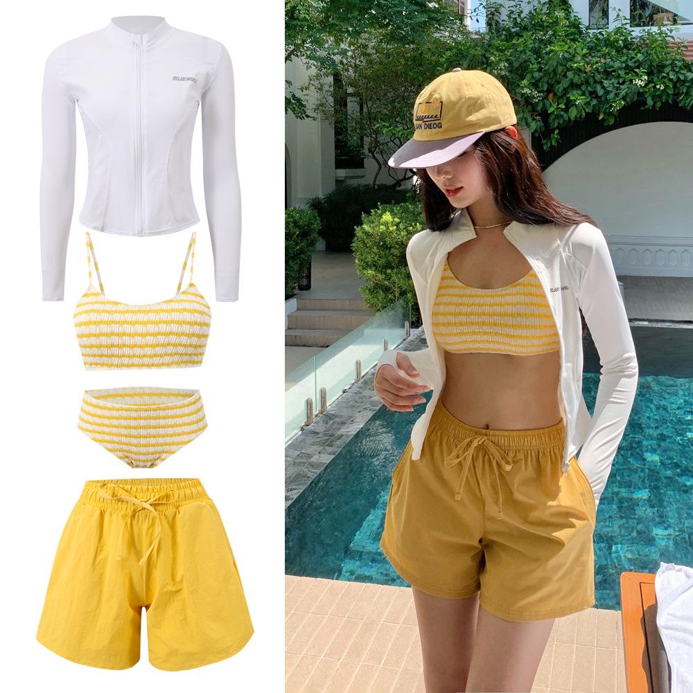 Women s Plus Size Long Sleeve Sun Protection Quick Dry Two-Piece Swimwear 2XL