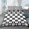 Chess Board Duvet Cover Set 3D Print International Chess Black White Comforter Cover for Boys Girls Polyester Bedding Set