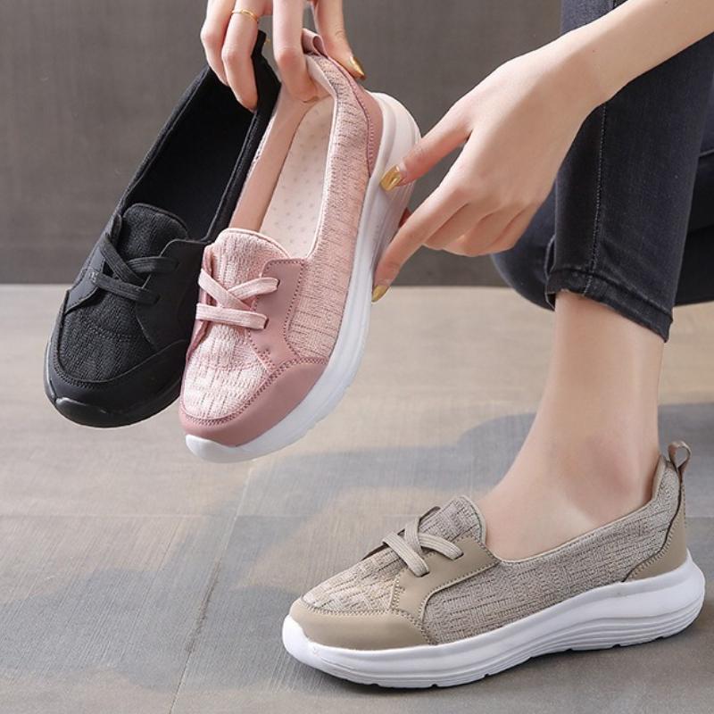 Women Light Flats Breathable Casual Walking Shoes Elegant Mother Shoes Slip-on Loafers