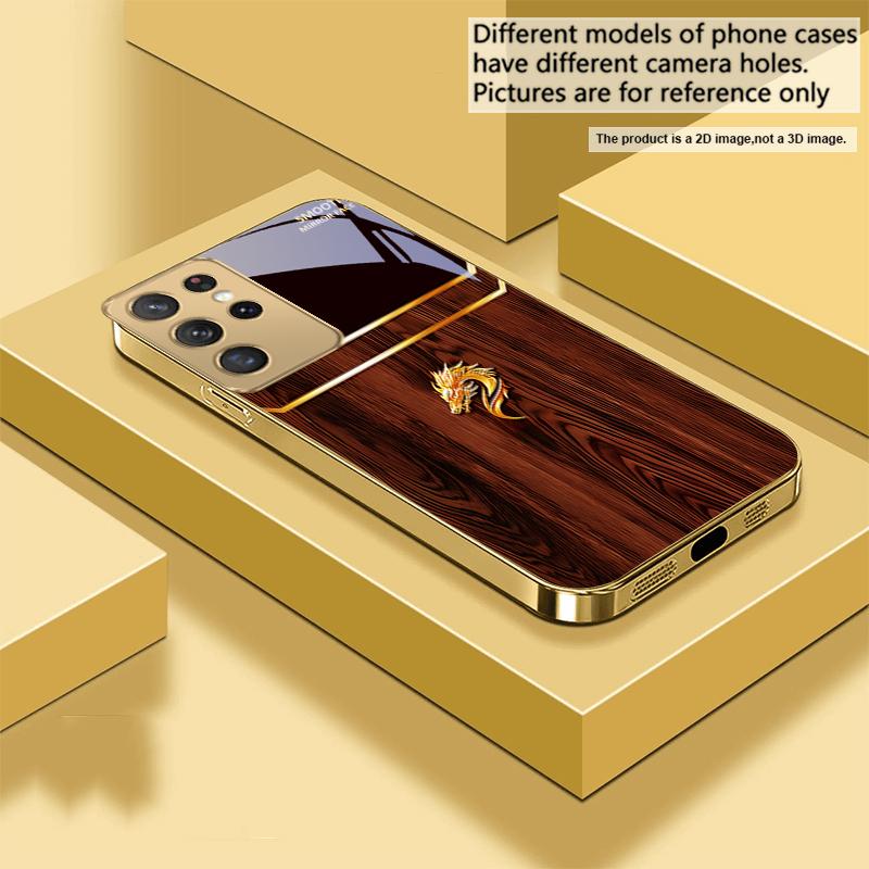 Brilliant Golden Dragon For Samsung Galaxy S20 FE S21 S22 S23 Plus S24 Ultra 25Ultra S21+ S9+ S22Plus Golden Glass Phone Case