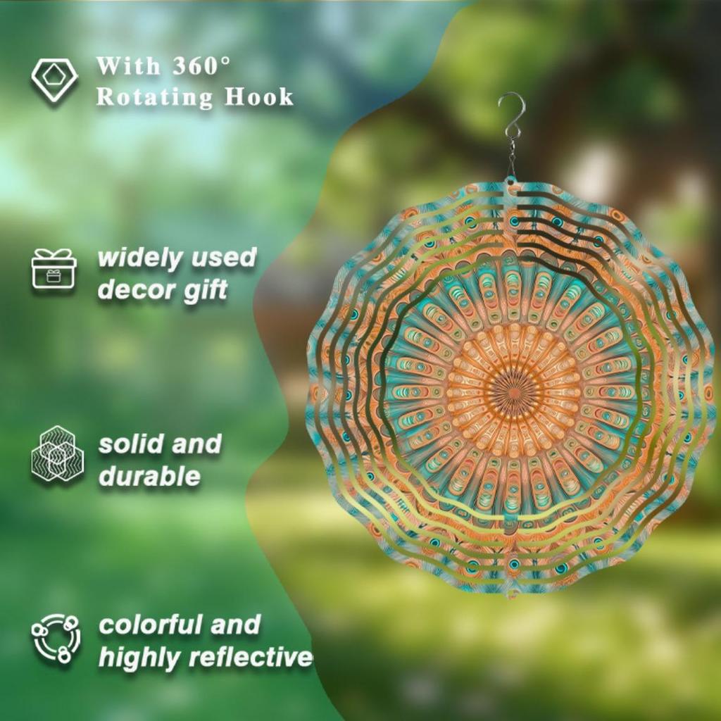 10 Zoll Hängendes Windspiel für Außendekoration 360-Grad-Haken-Design Elegante Balkon- und Hofkunst Geschenk für Frühling und Sommer