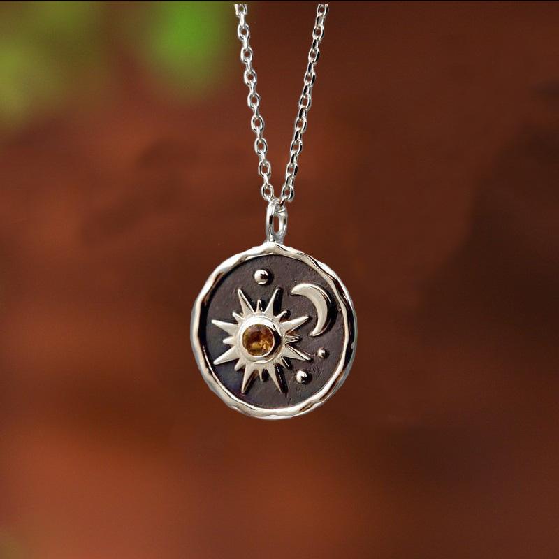 Vintage Halskette Bohemian Sonne Mond Anhänger Halskette Damen Legierung Schlüsselbein Kette Sommer Boho Damen Mode Schmuck Zubehör