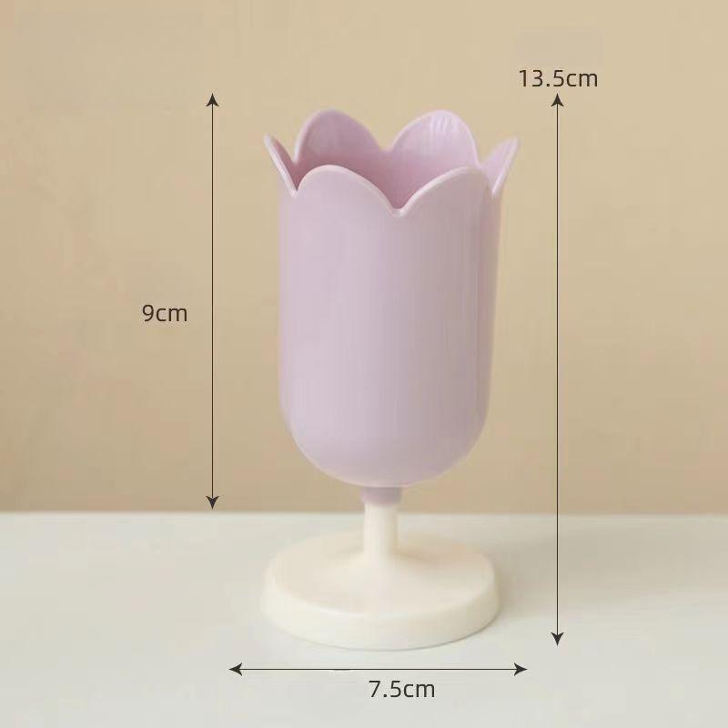 1pcs Tulip Pen Container Pen Storage Decoration Makeup Brush Storage Bucket Retro Flower Photography Prop Pen Holder Gifts