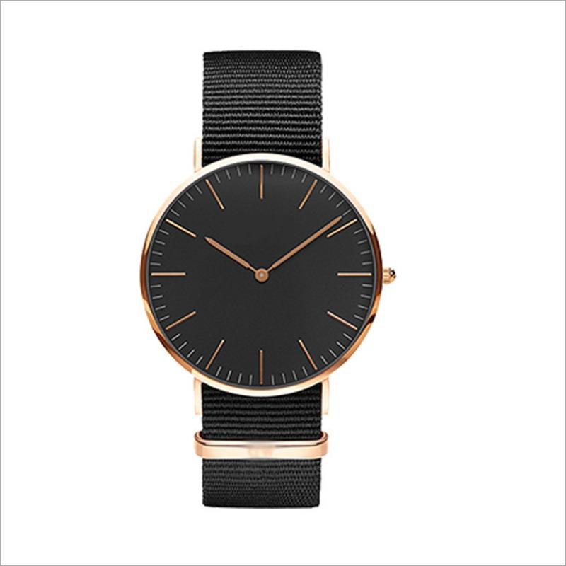 Classic simple thin large dial watch two-pin color matching nylon canvas with quartz watch men's and women's leisure watch