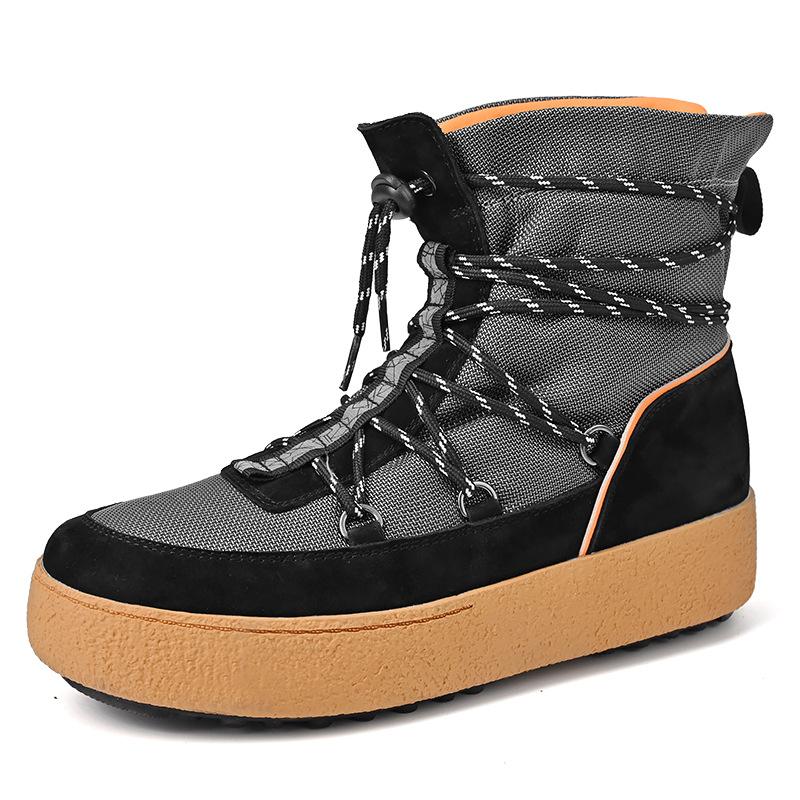 

Northeast Snow Boots Мужские зимние новые уличные ботинки Plus Fluff утолщенные теплые хлопковые ботинки с толстой подошвой и нескользящей подошвой из натуральной кожи 45