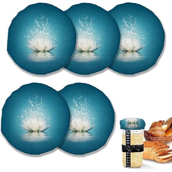 Sourdough Starter Cloth Covers Jars,Water Lotus Fermentation Cheese Fabric Lids,Fit Jars Mouth from 3-4 inch, 5 Pack