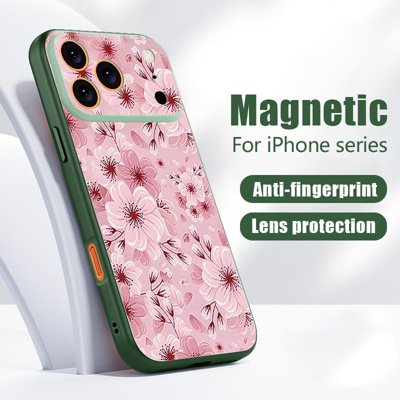 Full Screen Peach Blossoms Case For iPhone 17 Pro Max Magnetic For Magsafe Skin Feeling Cover For iPhone 16 15 14 13 Pro Max