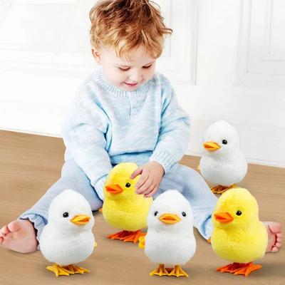 Yellow Jumping Chicken Clockwork Toy Walking Simulation Plush Wind Up Vintage Toys for Kids 2 To 4 Years Old Toys Gift