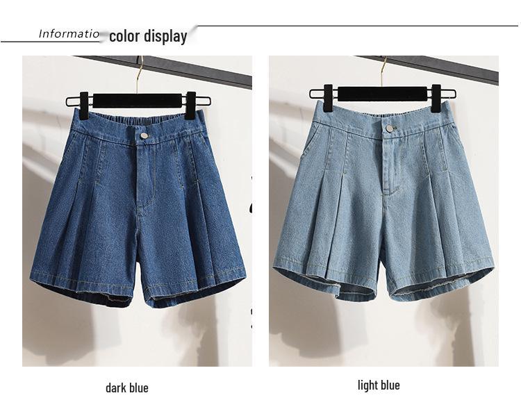 Plus Size Women's High Waist Denim A-Line Shorts - 200 lbs Summer Loose Fit Hot Pants