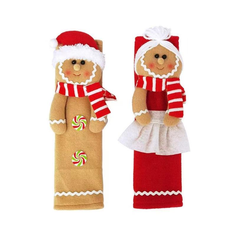 

Christmas Fabric Reusable Refrigerator Handle Covers Decorations For Holiday Styling Creative DIY Home Office Durability