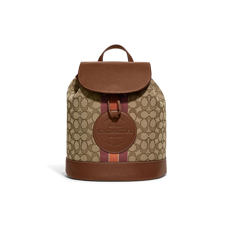

COACH Dempsey 26 Classic Presbyopia Drawstring Snap Closure Fabric and Cow Leather Backpack Backpack Medium Women s Brown коричневий