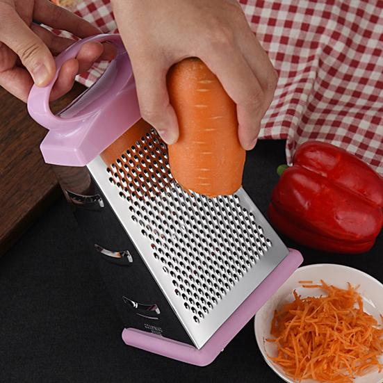 Gemüsereibe Rutschfester Boden Ergonomischer Griff mit Rutschfestem Gummiring Vierseitige Kartoffel-Käsereibe Gemüseschneider für Restaurant