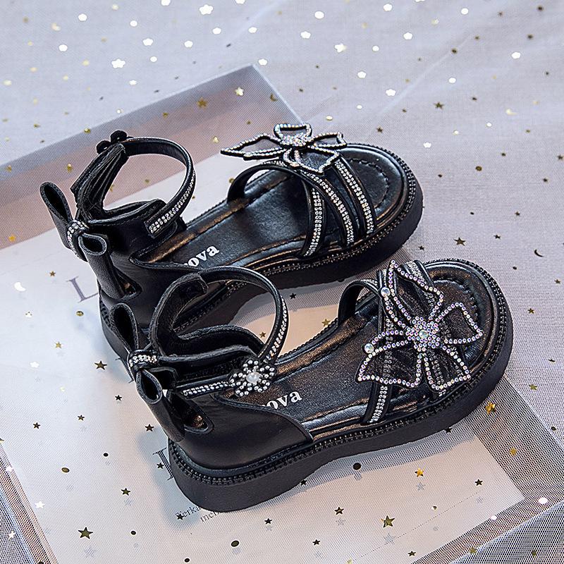 Children s Roman Sandals Summer New Rhinestone Butterfly Girls  Princess Shoes Soft Soled Non Slip Kid s Casual Beach Shoes 23