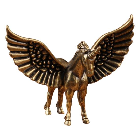 Statuetă Cal din Alamă Vintage Lucrată Manual Metal Artă de Birou Statuie Decor Feng Shui pentru Casă Birou Raft de Cărți Cadou Creativ pentru Colecționar