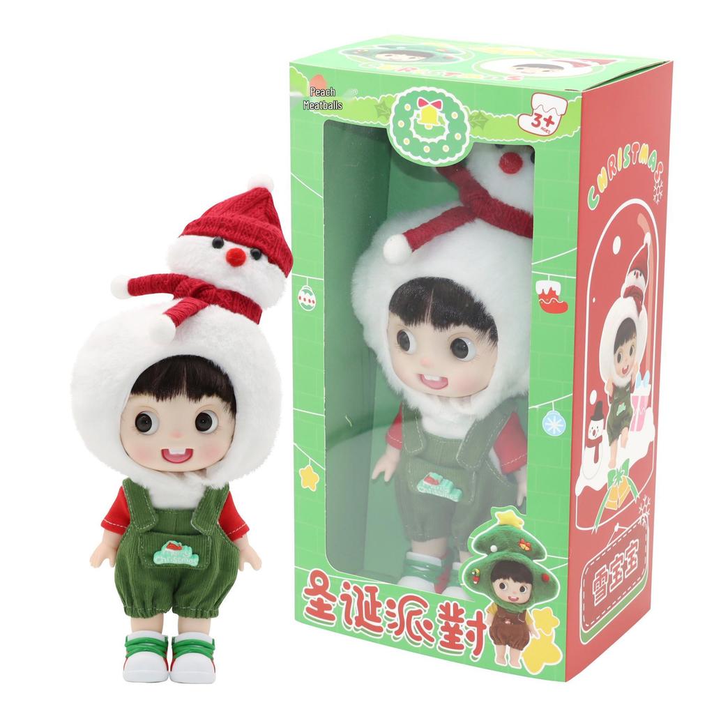 Trendy 9-inch BJD Christmas Tree Snowman Doll with Changeable Clothes - Hot-selling Holiday Gift