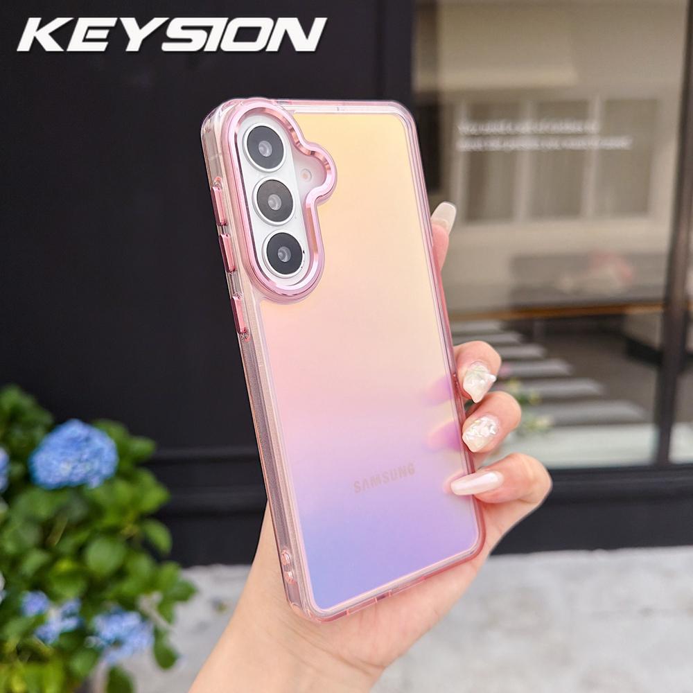 KEYSION Laser Gradient Colorful Phone Case for Samsung Galaxy S24 S25 S26 Ultra 5G S26+ S25 FE TPU+PC Shockproof Back Cover