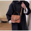 Monochromatic shoulder bag with tassel simple Western style square bag portable bag small bag