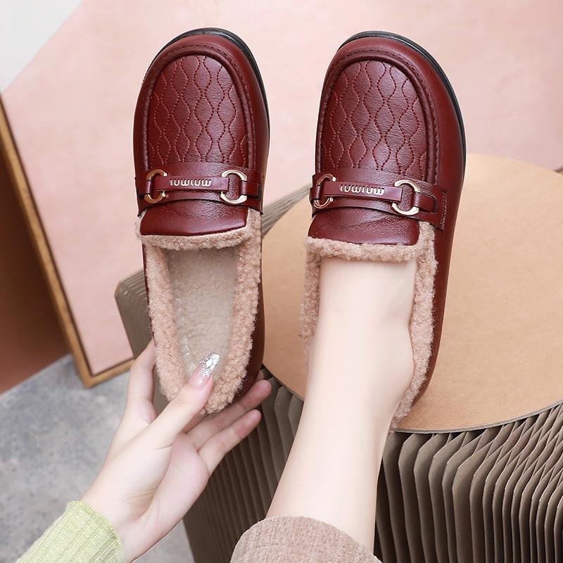 Autumn and winter new velvet thickened Doudou shoes women's warm soft sole non-slip lazy shoes one foot cotton boots