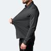 Elastic Non Ironing Men's Long Sleeve Shirt Solid Mercerized Vertical Oversize Men Shirts White Black Blue Top