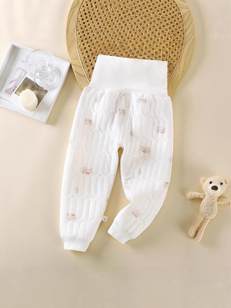 Baby Stepphose mit hohem Bund aus Baumwolle mit Bauchschutz - Warm, Kälteschutz, Antibakteriell (Herbst Winter)