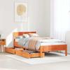 VidaXL Bed Frame with Headboard Wax Brown 90x200 Cm Pine Wood, Bedroom Furniture, Slatted Base, Wooden Bed, 3301760