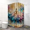 Artistic Ballerina Print Waterproof Shower Curtain For Bathroom, Colorful Abstract Design High-End Toilet Partition Curtain