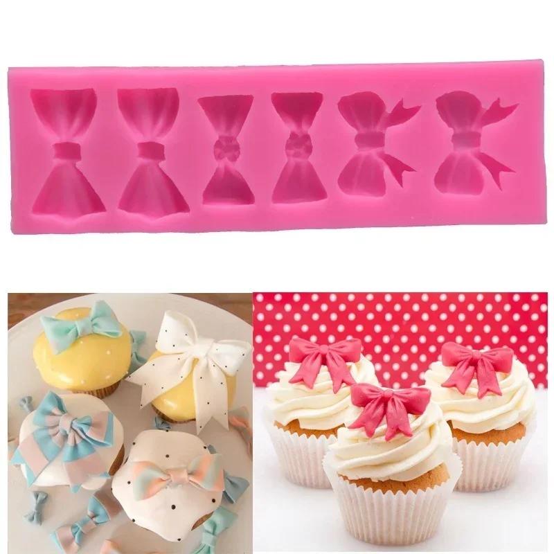 3D Handmade Silicone Molds Bow-shaped Cake Mold Chocolate Clay Flip Sugar Decoration Plastic Cookies Small Tools Accessories