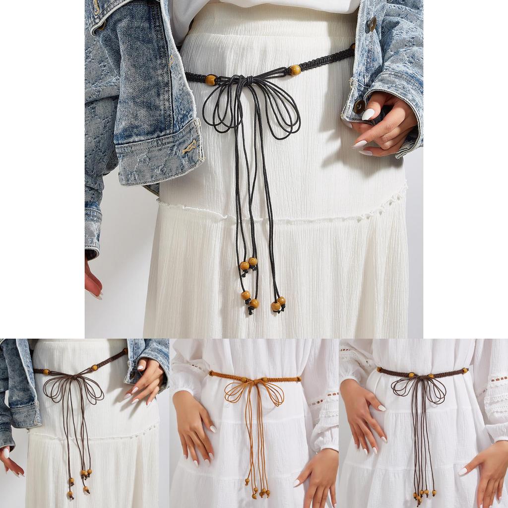 Ethnic Boho Cotton Waist Rope With Natural Knot Closure For Summer Festival Outfits