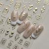 5D Gold Stamping Butterfly Vintage Border Nail Art Stickers Hearts Stars Moon Shiny Metal Elegant Self Adhesive Manicure Decal