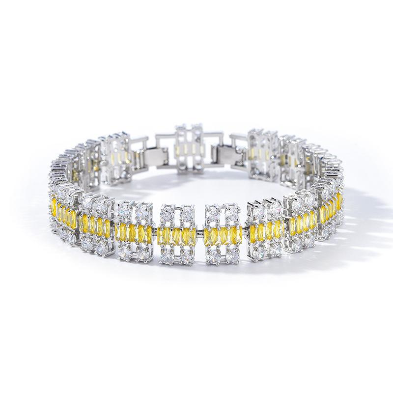 Evropská a americká Móda Pokovený Skutečné Zlato Zirkon Hodinkový Řetízek Třířadý Náramek