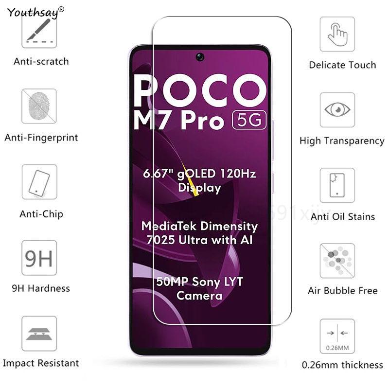 Full Gule Glass For Poco M7 Pro 5G Tempered Glass Poco M7 Pro Screen Protector Protective Phone Camera Lens Film Poco M7 Pro