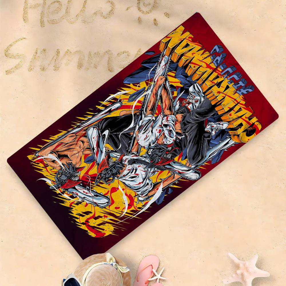 Chainsaw Man Anime Microfiber Blanket Quick Drying Beach Towels Oversized Printing Super Absorbent Pool Towel Blanket