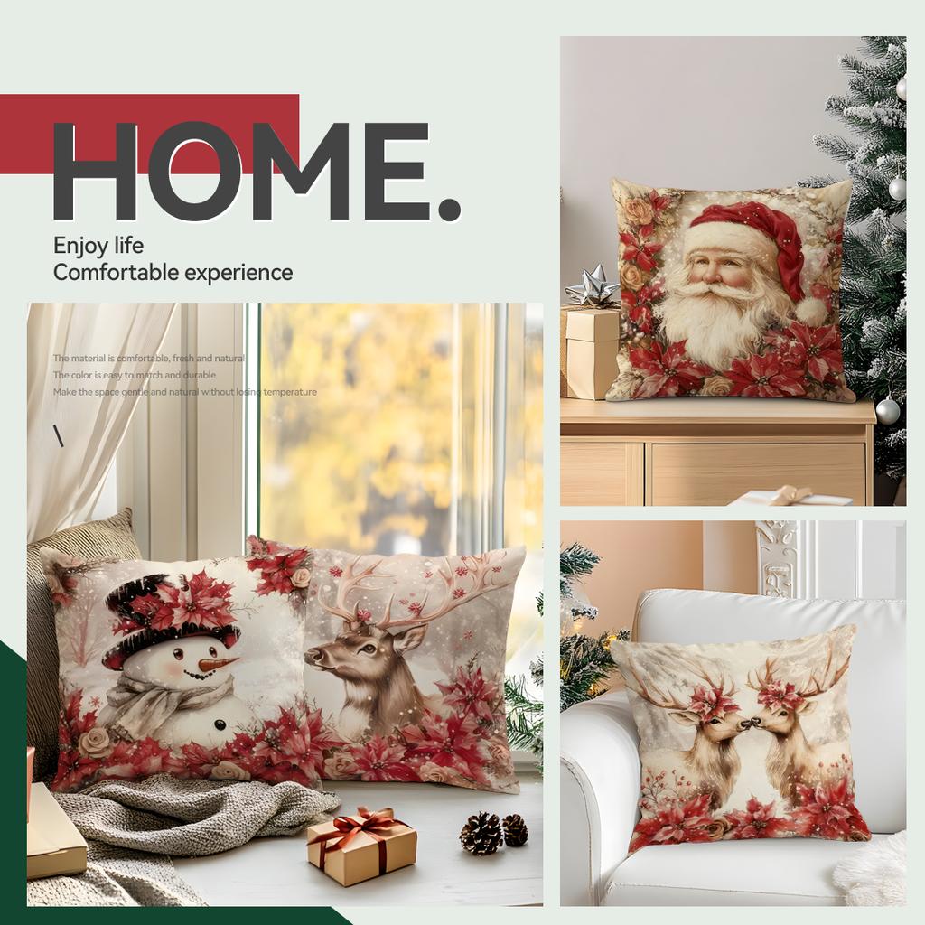 45X45Cm Vintage Christmas Decoration Pillowcase Bedroom Cushion Cover 100% Polyester Living Room Cushion Pillowcase Home Decor
