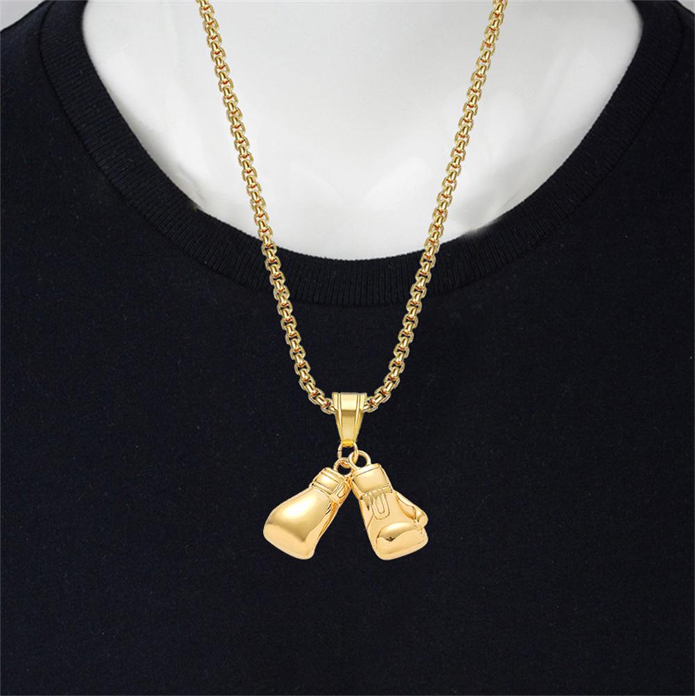 Hip Hop Paar Boxhandschuh Anhänger Goldfarbe Edelstahl Sport Fitness Halskette Für Frauen Männer Mode Cool Schmuck Geschenk