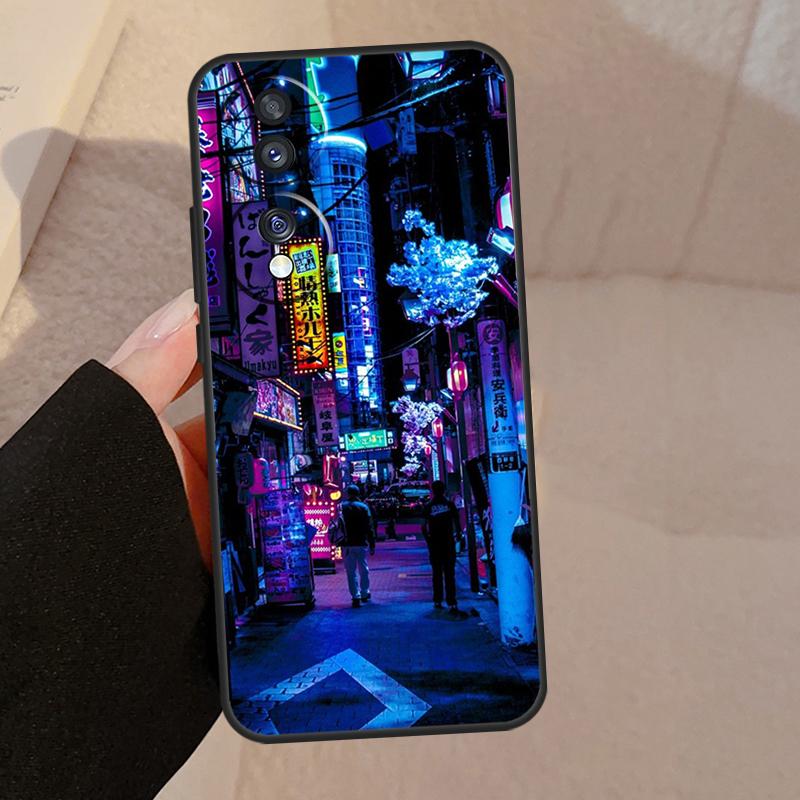 Japanese Night City Aesthetic For Honor Magic V5 5 6 7 Pro Case For Honor 200 400 Lite 50 70 90 X8a X8b X9a X9b X9c Cover