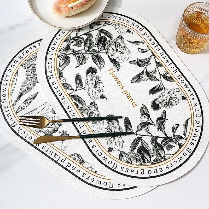 French Print Western Restaurant Heat-Insulating Mats Pu Leather Placemat Waterproof And Oil-Proof Table Mats