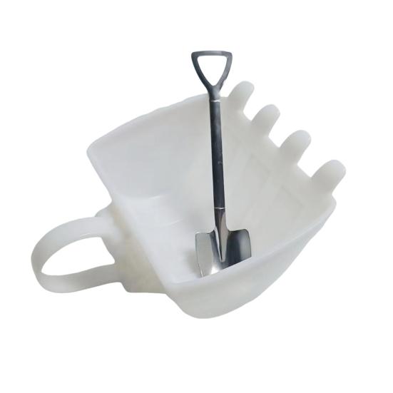 330ML Hrnček ve tvaru lžíce bagru, pohár na zmrzlinu s lopatkou z měděné slitiny, hrnek na kávu, šálek na čaj, nádoba na mléko, džus pro použití v kuchyni