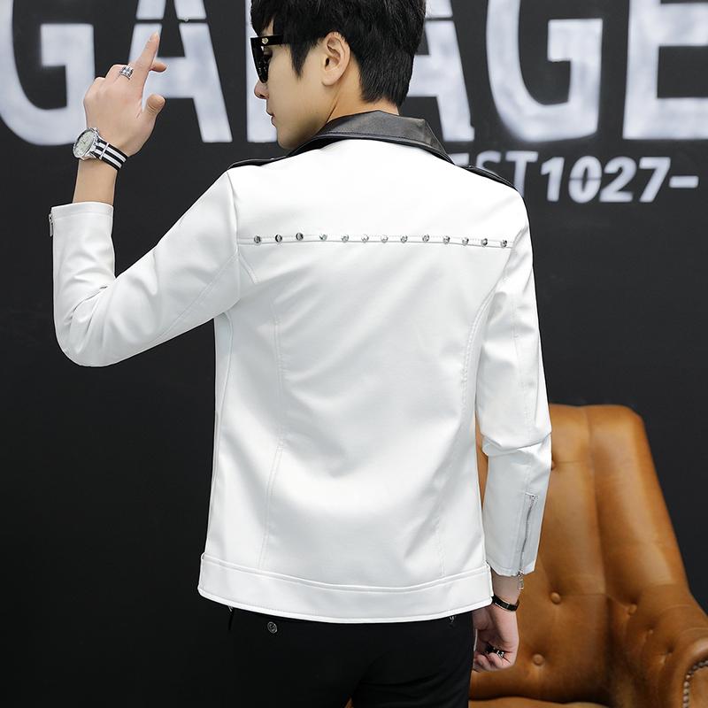 Neue Design Motorrad Bomber Leder Gürtel Jacke Männer Herbst drehen-unten Kragen Slim Fit Männliche Leder Jacke Mäntel